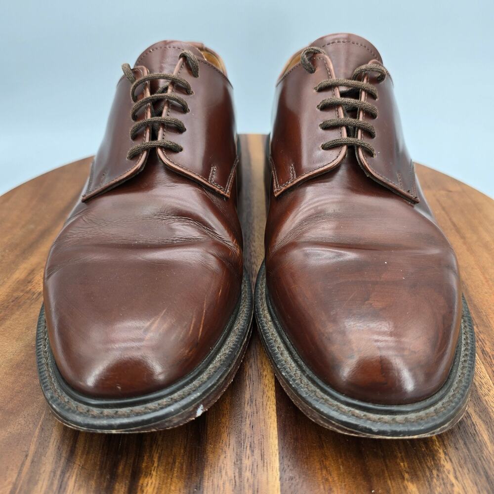 Polo Ralph Lauren Shoes Mens 9 D Brown Leather Benchmade England Dress Oxfords - Picture 2 of 9